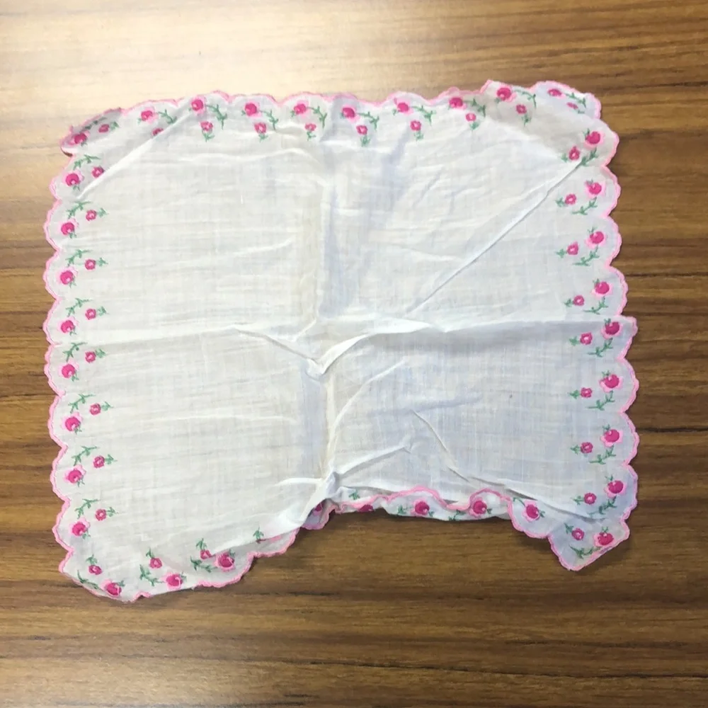 Vintage Rosette Handkerchief or Pocket Square